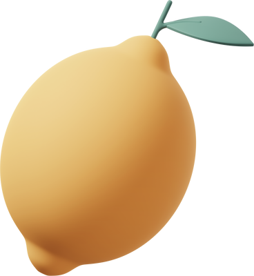 Yellow lemon with leaf PNG, SVG