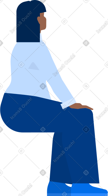 Woman plus size sitting back view PNG, SVG