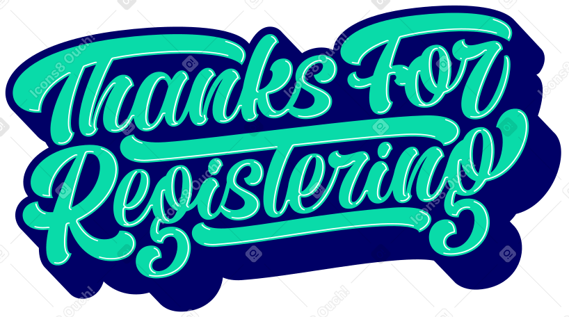 lettering thanks for registering with shadows Illustration in PNG, SVG