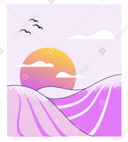 바다 위로 아름다운 일몰 PNG, SVG