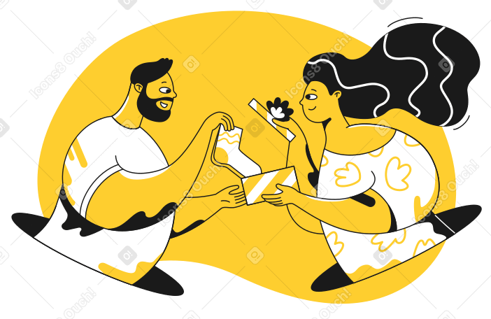 Woman gives a man socks PNG, SVG