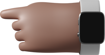 Рука с коричневой кожей с выключенными умными часами, указывающая влево в PNG, SVG