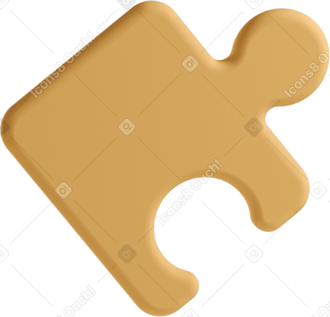 3D orange puzzle piece Illustration in PNG, SVG