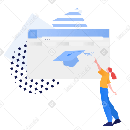 Searching for universities online Illustration in PNG, SVG
