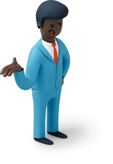 Angry black businessman with raised hand PNG, SVG
