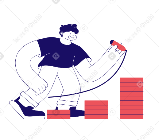 Man drawing a graph of income growth PNG, SVG