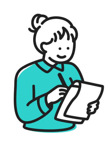 Woman writes in notebook PNG, SVG