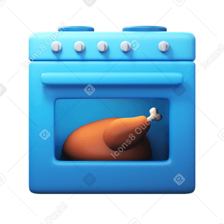 3D turkey in oven PNG, SVG