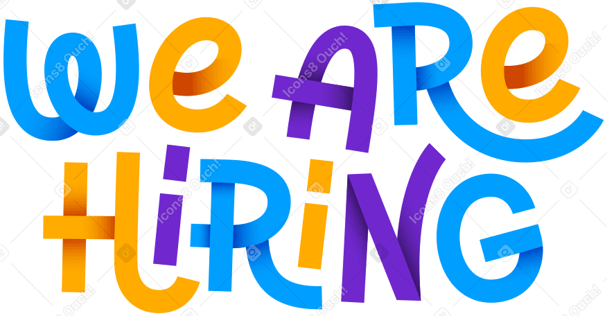 lettering we are hiring with shadows text PNG, SVG