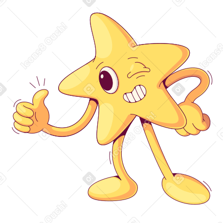 Rating star gives a thumbs up Illustration in PNG, SVG