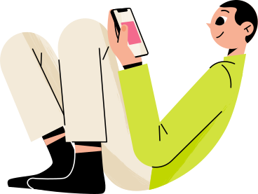 young man sitting with phone PNG, SVG
