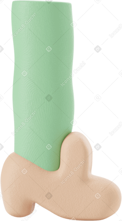3D Green skin foot in beige shoe turned right Illustration in PNG, SVG