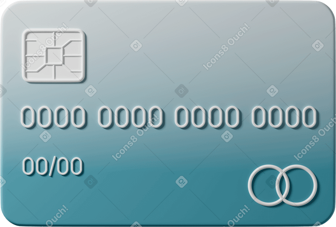 3D Blue bank card  Illustration in PNG, SVG