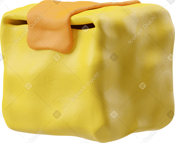 3D Three-quarter view of a yellow box Illustration in PNG, SVG