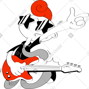 Rock musician with electric guitar in glasses PNG, SVG