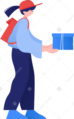 delivery woman hold the box Illustration in PNG, SVG