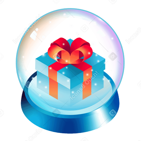 等距圣诞雪球与礼物动态插图，格式有GIF、Lottie (JSON)、AE