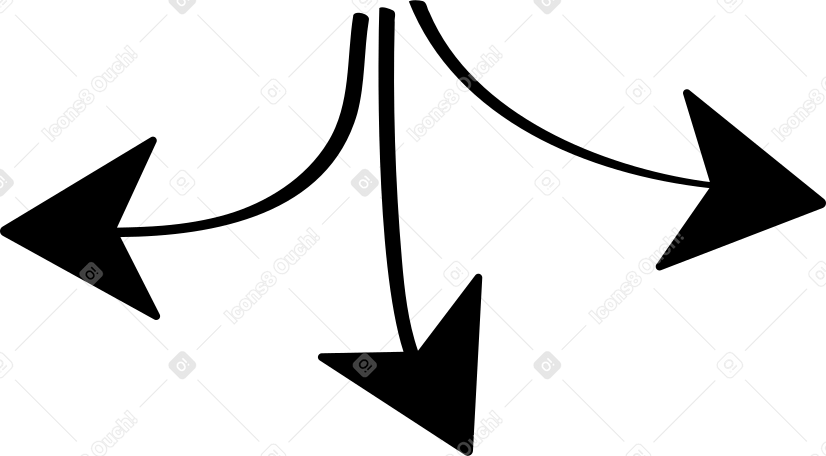 black three arrow PNG, SVG