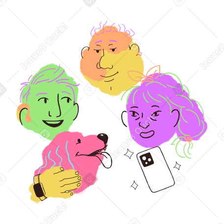 Friends playing with a dog PNG, SVG
