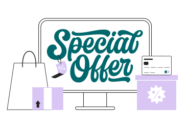 Lettering Special Offer with packaged purchases text PNG, SVG