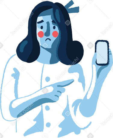 sad woman with a phone Illustration in PNG, SVG
