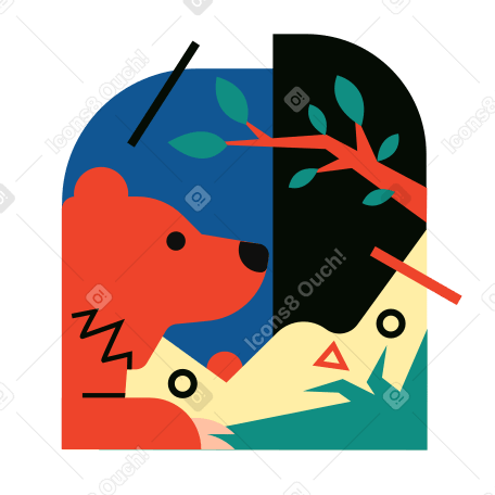 A bear in the wild Illustration in PNG, SVG