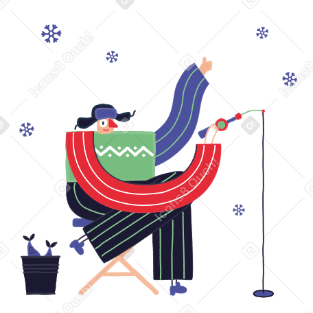 Winter fishing Illustration in PNG, SVG