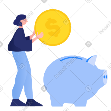 女人在存钱罐里存钱 PNG, SVG