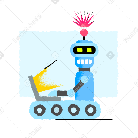 Robot with laptop indicating an error PNG, SVG