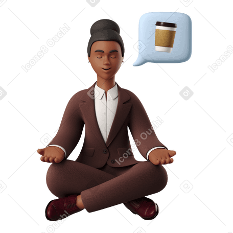 3D Businesswoman in a coffee meditation Illustration in PNG, SVG