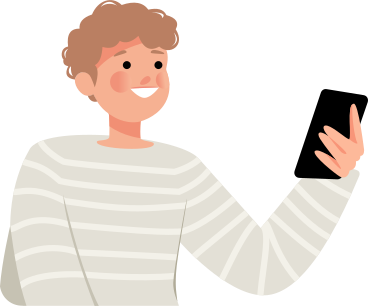 guy holding a phone PNG, SVG