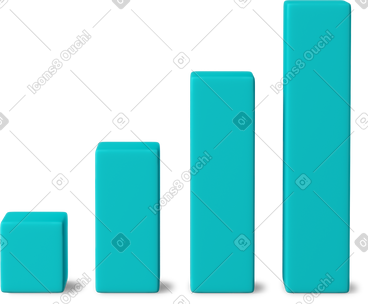 Big growing turquoise bar chart PNG, SVG