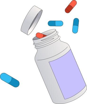 bottle of pills animated illustration in GIF, Lottie (JSON), AE