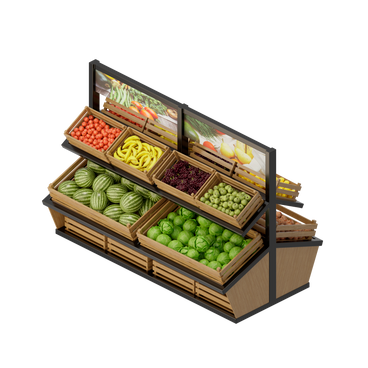 Isometric rack with fruits and vegetables PNG, SVG