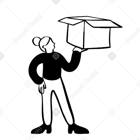 Woman with an open box PNG, SVG