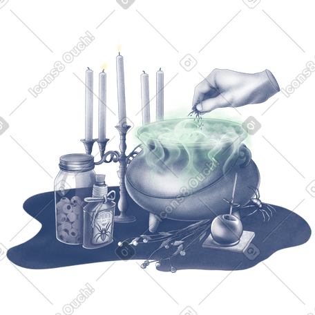 Candles and magic potion for halloween PNG, SVG