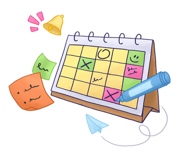 Planning with calendar and notes PNG, SVG