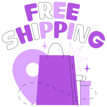 Lettering Free Shipping text with gifts and location sign PNG, SVG