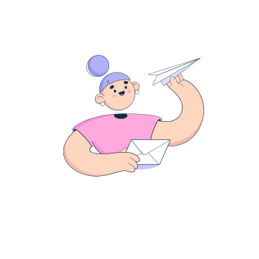 Woman holding letter and throwing paper airplane PNG, SVG