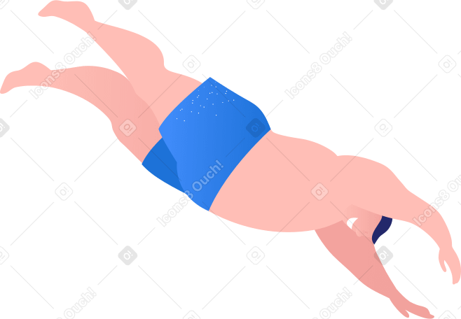 jumping man in swim shorts Illustration in PNG, SVG