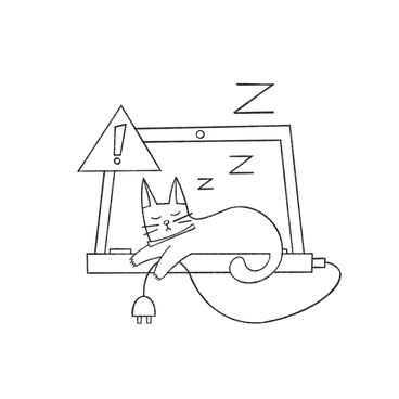 Cat hat die internetverbindung abgeschaltet und schläft PNG, SVG