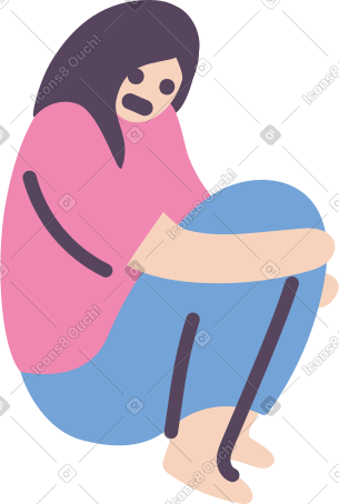 sad woman hugs knees PNG, SVG