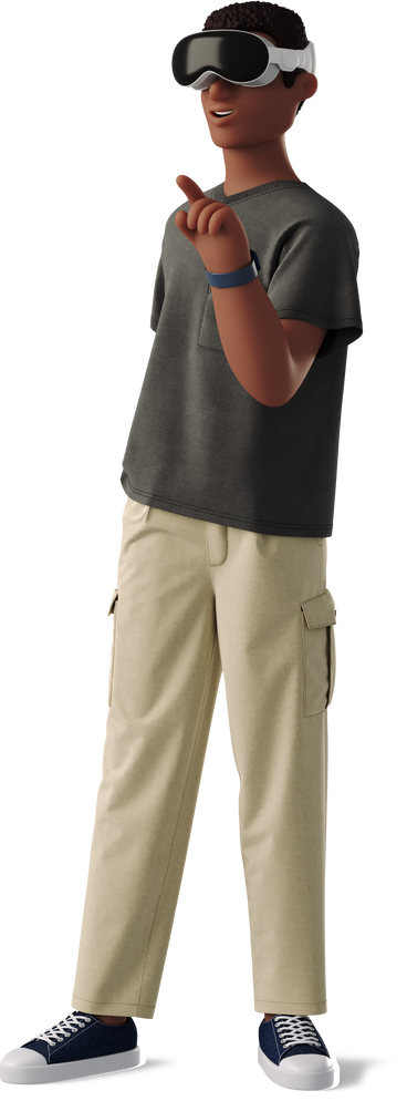 man standing wearing virtual reality glasses PNG, SVG