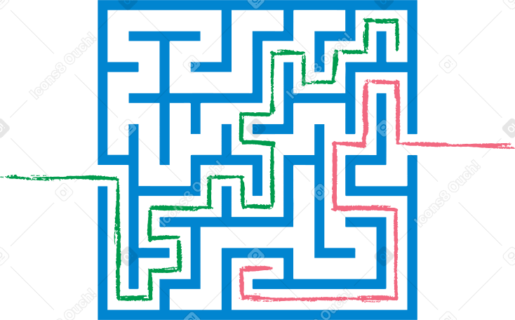 red and green path maze Illustration in PNG, SVG