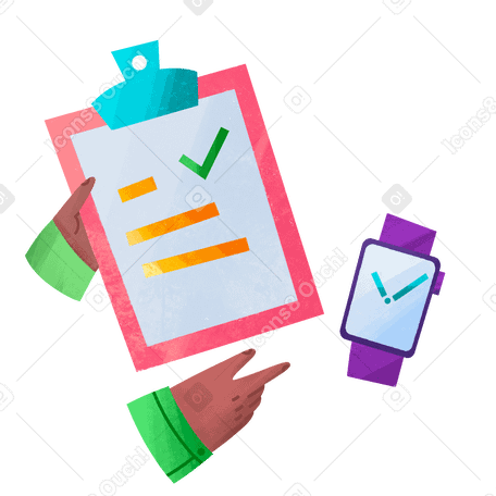 Appunti e orologio per la routine quotidiana PNG, SVG