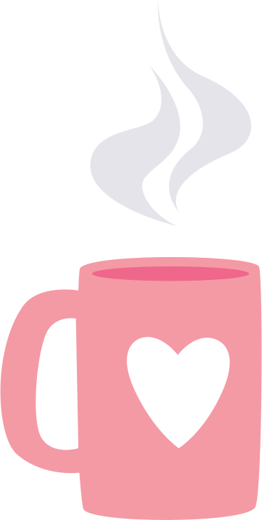 steaming mug with heart PNG, SVG