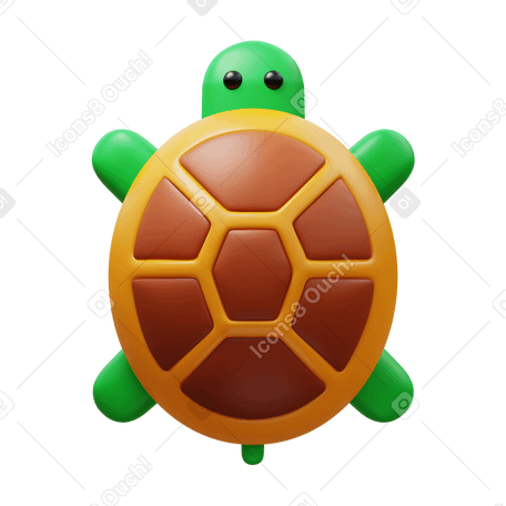 3D turtle Illustration in PNG, SVG