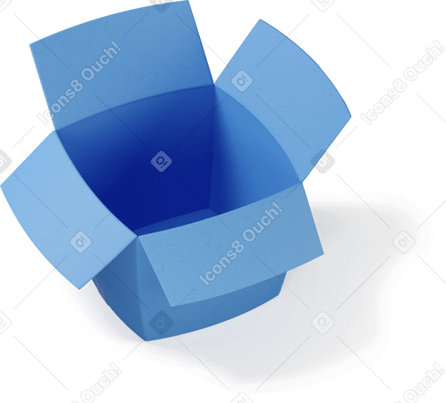 3D Vista superior de una caja abierta azul PNG, SVG