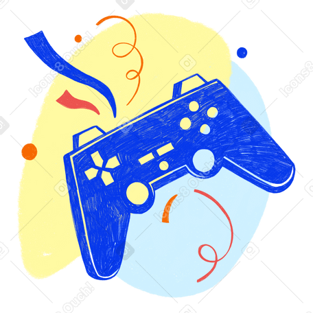 Gaming joystick with confetti Illustration in PNG, SVG