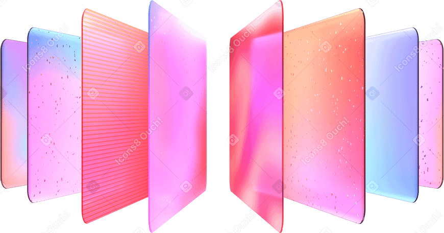 3D composition of colorful cards PNG, SVG